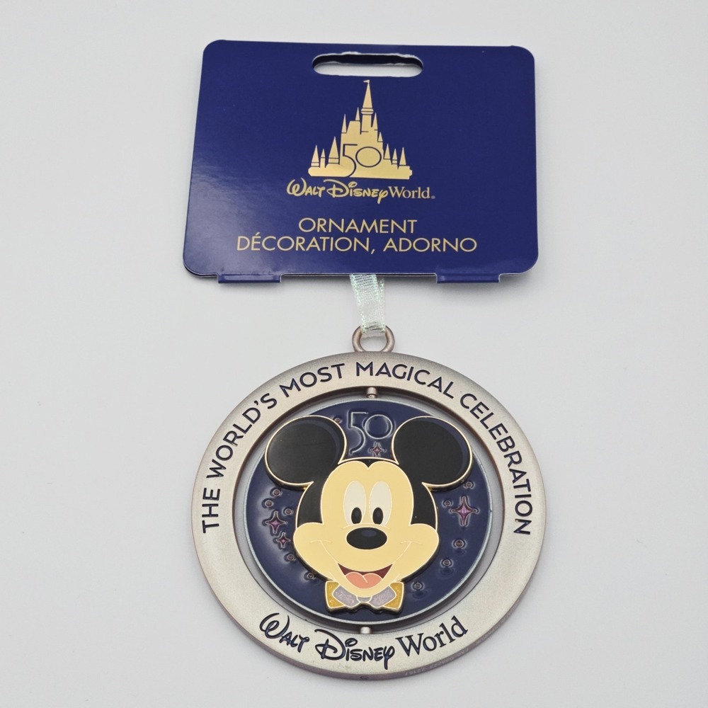 Walt Disney World‎ 50th Anniversary 4 Parks Mickey Mouse Spinner Ornament NEW